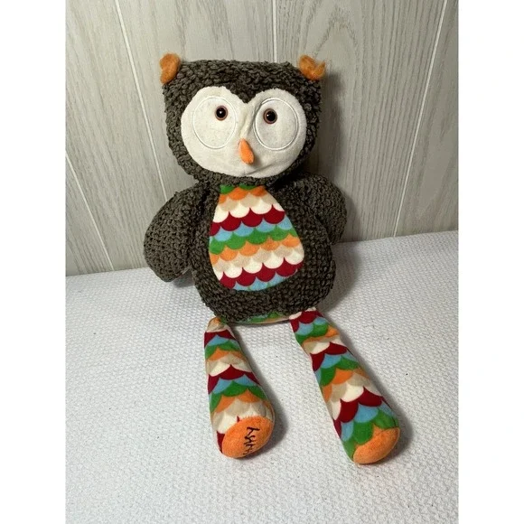 Scentsy Buddies Plush Olympia Owl brown colorful stripes no scent pack