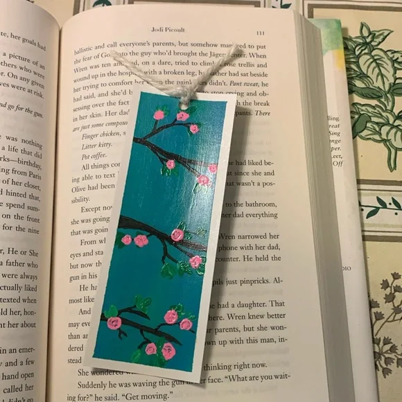 Cherry Blossom Tree Branches Hand Painted Bookmark