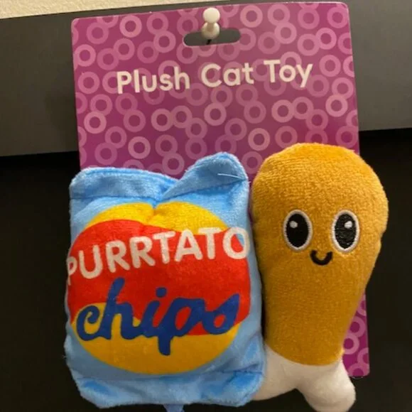 CAT PLUSH TOY * Chicken Leg and Purrtato Chips* 2 Pack