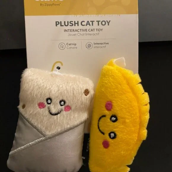 Zippy Claws: Interactive PLUSH CAT TOY *Taco and Burrito* 2 Pack