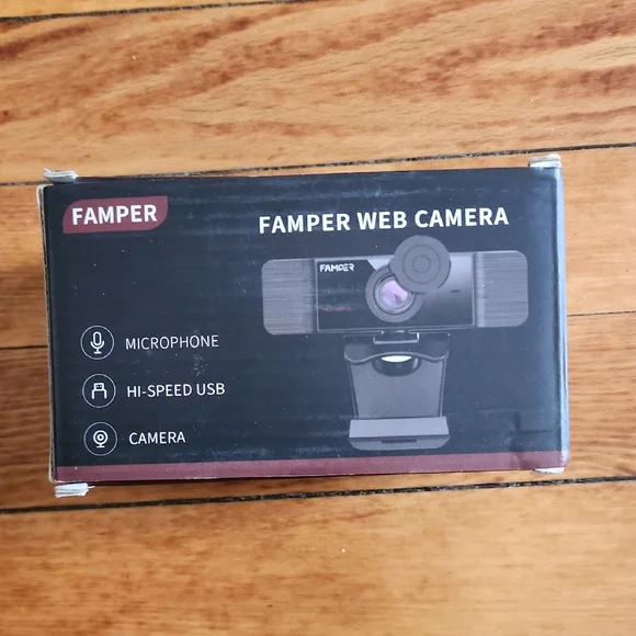 Famper Black Web Camera with Microphone
