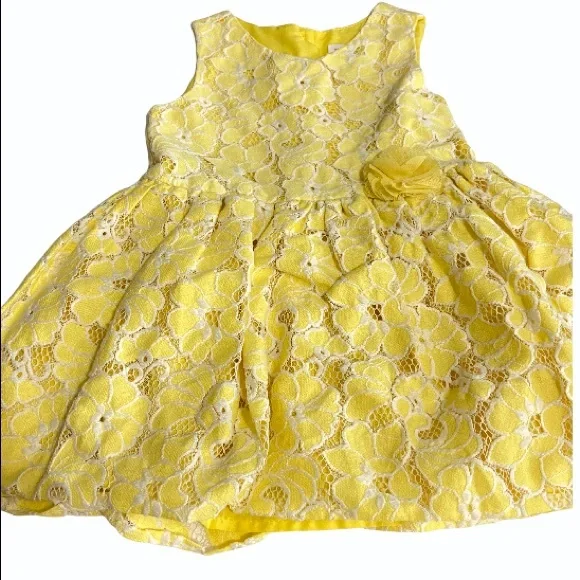 The Children's Place Yellow White Lace Girl's Dress