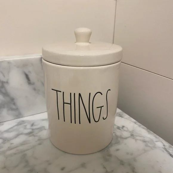 New Rae Dunn white things canister with lid