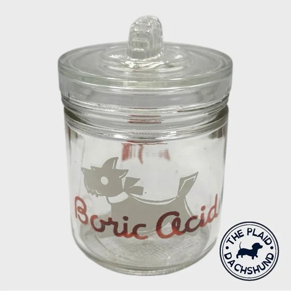 Vintage Baby Boric Acid Glass Jar with Lid