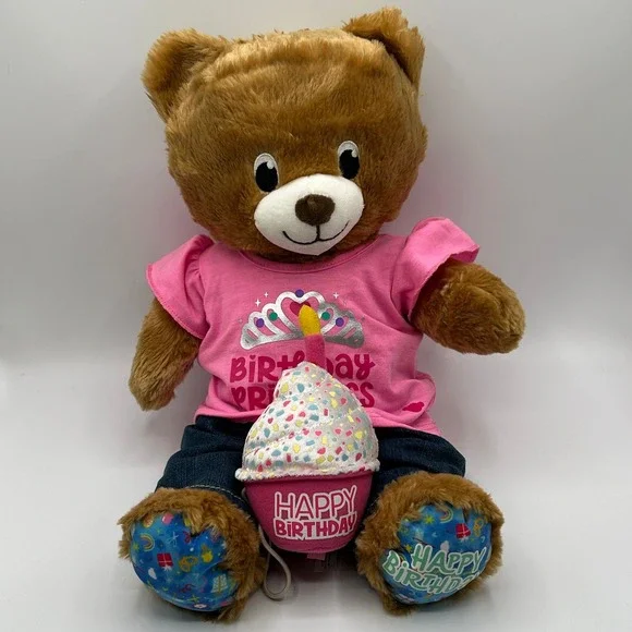 Build-A-Bear Happy Birthday Princess Teddy Bear Plush with Outfit Cupcake Gift
