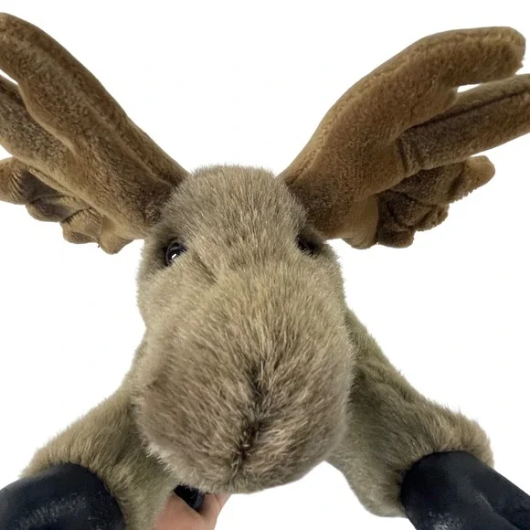 JAAG Plush Moose Stuffed Animal Brown Soft Forest Wildlife Lying Down 12 Inch