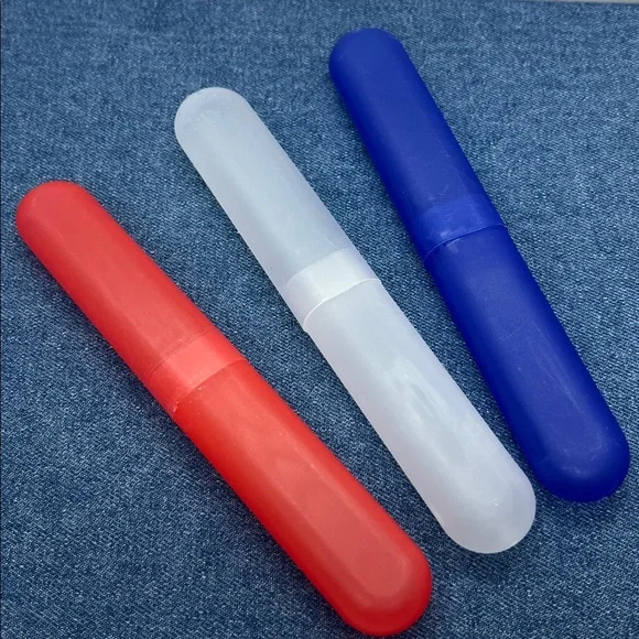Toothbrush Travel Plastic Case Portable Tube Protector Holder Lot of 3 NWOT