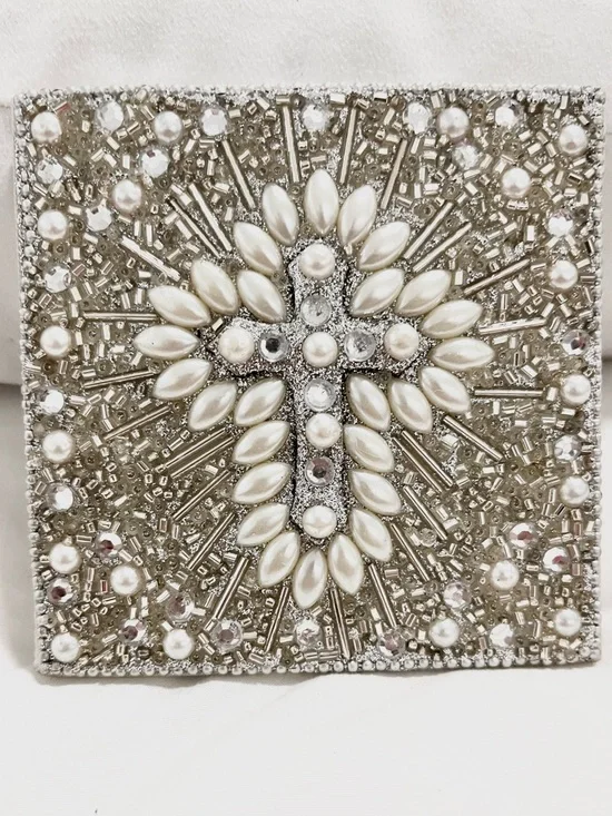 EVDY Beaded Cross 4x4 Notepad 96 Blank Pages NWT