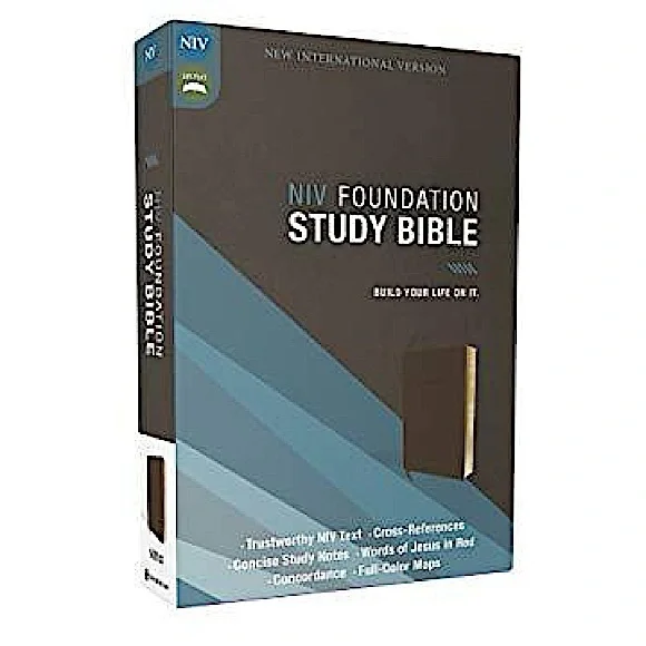 NIV Foundation Study Bible, Leathersoft, Brown, Red Letter NIB