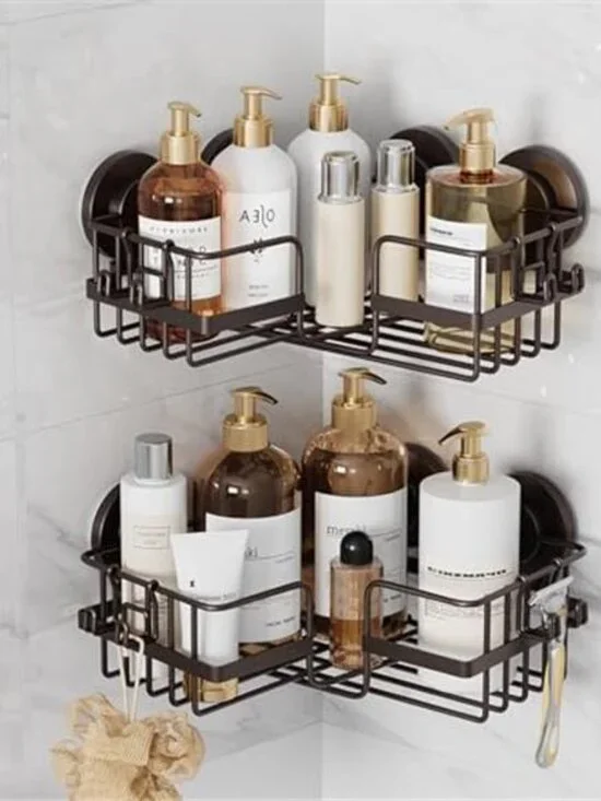 Shower Corner Caddy Suction Cup Stainless Steel Bathroom Shelf Organizer