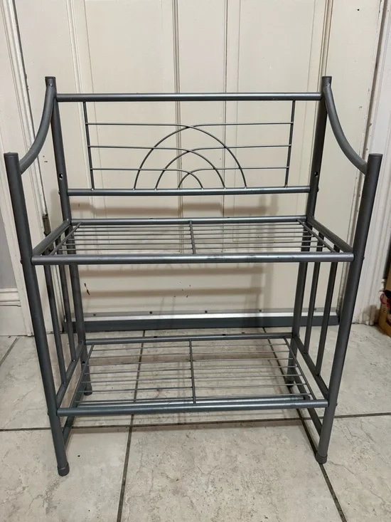 Two-Tier Metal Bathroom Storage Shelf - Gray