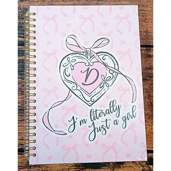 Pink Coquette Bow Initial D Spiral Notebook I'm Literally Just A Girl Journal