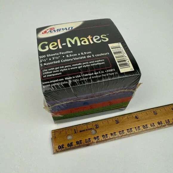 Vtg 1999 Sealed Ampad Gel Mates 500 Sheets Cube Note Pad 5 Diff Colors Y2K READ‎