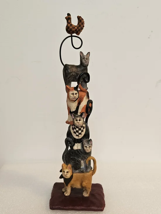 Decorative Stacked Cat Figurine - Multicolor