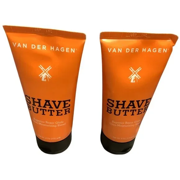 2 Van Der Hagen Shave Butter Shaving Cream 6 Oz Tubes Shea Mango Cocoa Butter