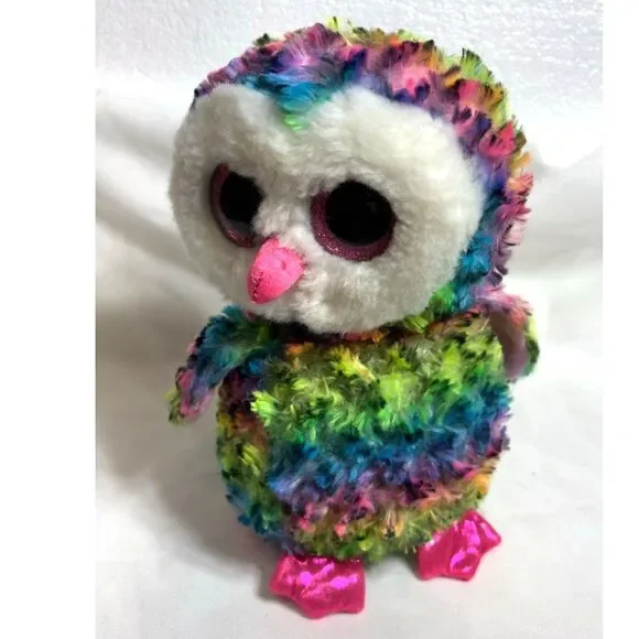 TY Beanie Boos Owen Colorful Owl Big Eyes 9