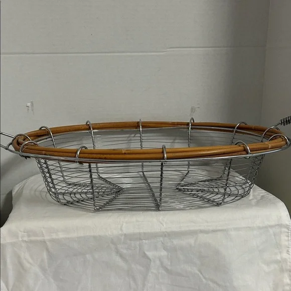Wire Egg Basket with Wooden Rim 28 inches Wide