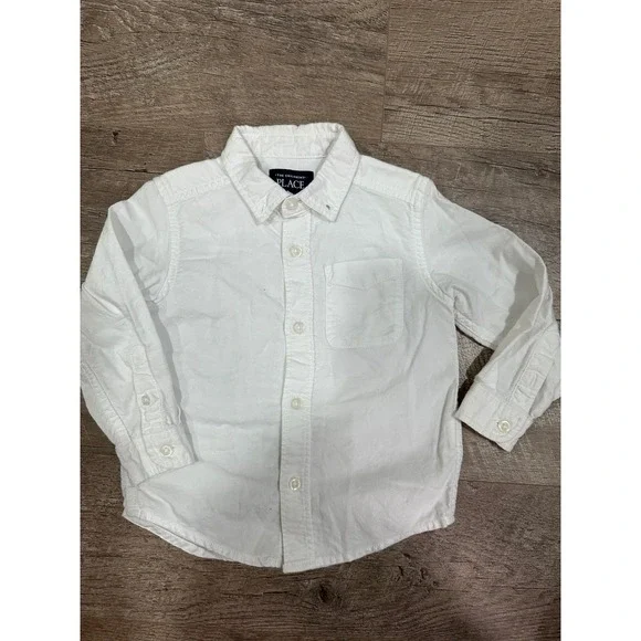 The Children's Place Boys White Long Sleeve Button Down Shirt 18-24M