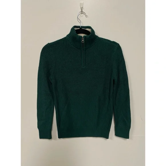 NWT The Children's Place Boys 1/4 Zip Sweater Green Size L (7/8)