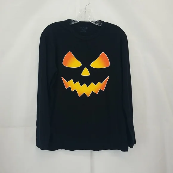THE CHILDREN'S PLACE Boy's Halloween Pumpkin Graphic Tee - Black