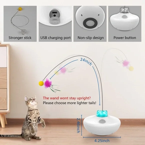 Interactive Cat Toys Cat Exercise Tumbler, Rechargeable Cats Spin Butterfly Game