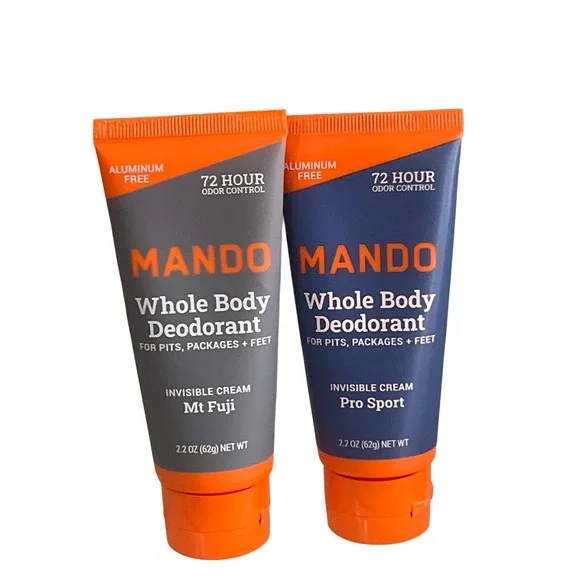 Mando Whole Body Deodorant 2 Pack Mt Fuji Pro Sport Invisible Cream 2.2oz Each