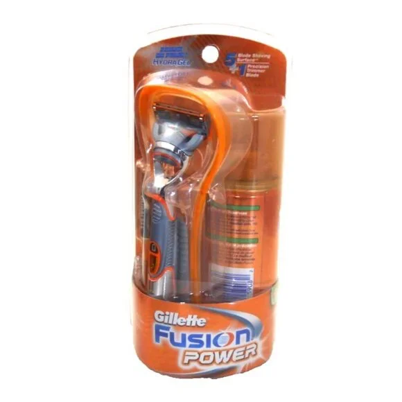 Vintage GILLETTE Fusion Power battery operated electric razor shaver & gel NEW