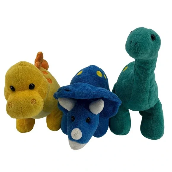Prextex Plush 3 Dinosaur Set Triceratops Brachiosaurus Stegosaurus