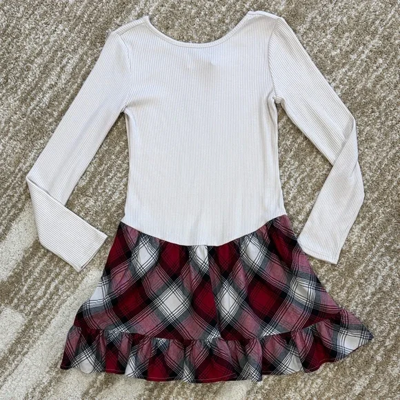 The Children's Place White and Red Plaid Formal Dress