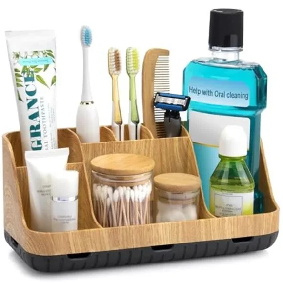 Bathroom Organizer Countertop Toothbrush Holder 7 Slot Storage Rack