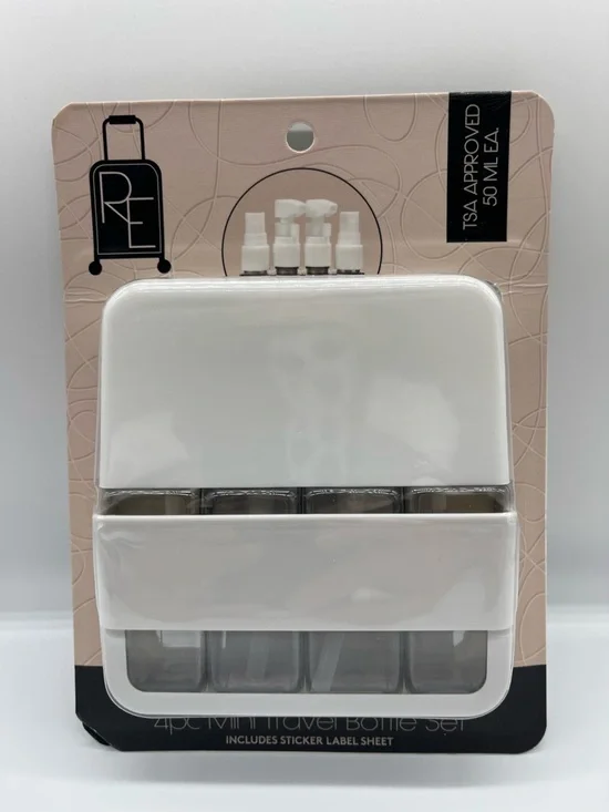 TSA-Approved 4pc Mini Travel Bottle Set - White