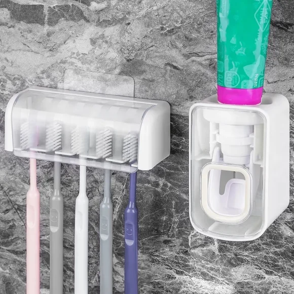Wall-Mounted Toothbrush and Toothpaste Holder Set