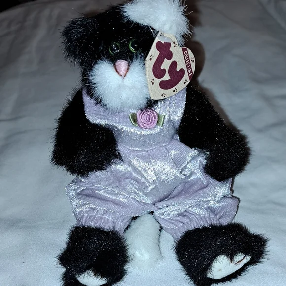 Ty Purrcy Black and White Cat Plush Toy