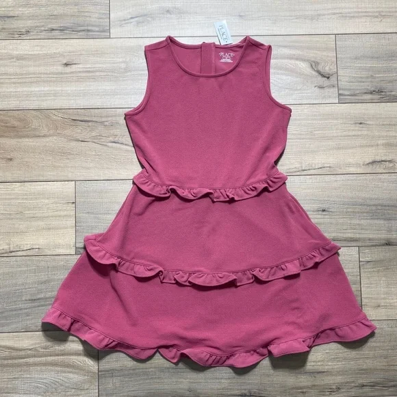 The Children’s Place Girls Ruffle Jacquard Tiered Dress‎ Size 16 Malaga Rose