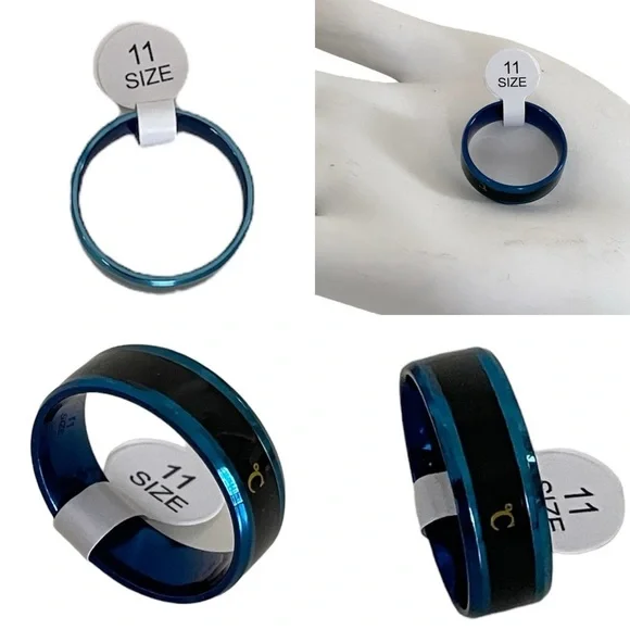 Men’s Celsius Body Temperature Blue and Black Ring Size 11