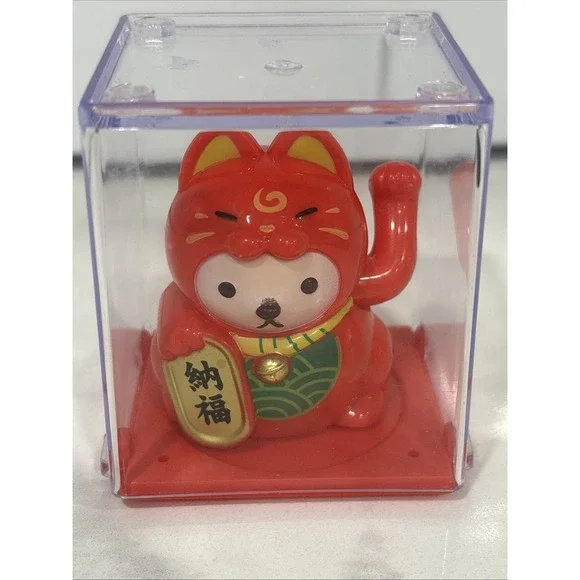Solar Powered Maneki Neko Welcoming Lucky Fortune Cat-white 2.5