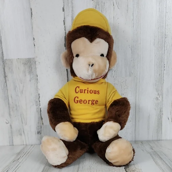 Vintage Curious George Plush Toy Stuffed Animal Yellow Shirt and Hat 20