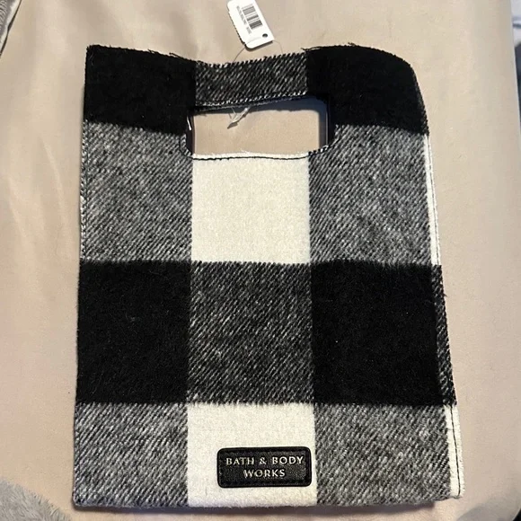Bath & Body Works Black & Gray Buffalo Plaid Carry Tote