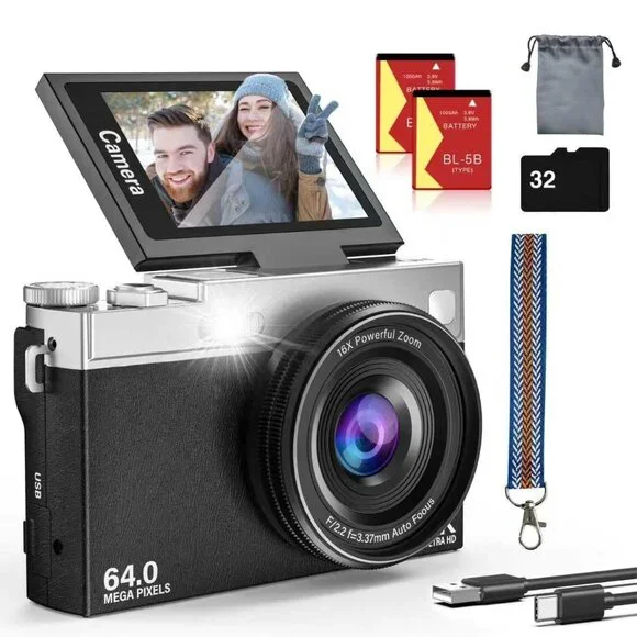 4K Digital Camera for Photography and Vlogging 64MP & 2.88