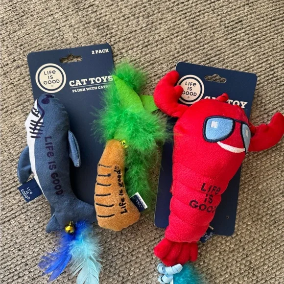 Life is Good shark and Lobster Cat Toy - Red
