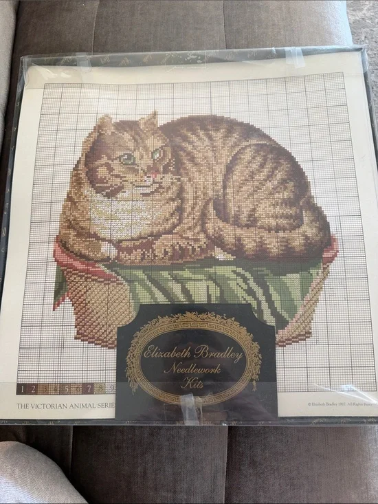 Elizabeth Bradley Brown Tabby Cat Needlework Kit -Made in Great Britain