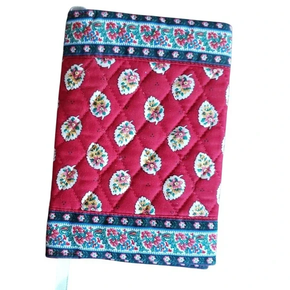 Vera Bradley Quilted Red Floral Leaf‎ Book Cover Bible Journal Planner Sleeve
