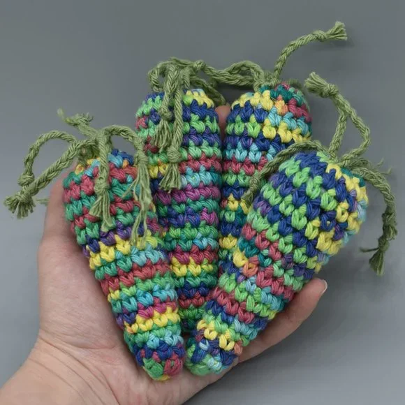 Hand Crafted Crochet catnip filled rainbow carrot cat toys set of four