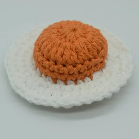 Handcrafted Crochet Fried Egg catnip toy