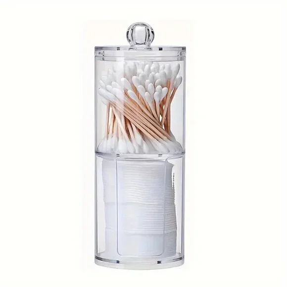 Stacked Acrylic Cotton Swab & Cotton Rounds Holder