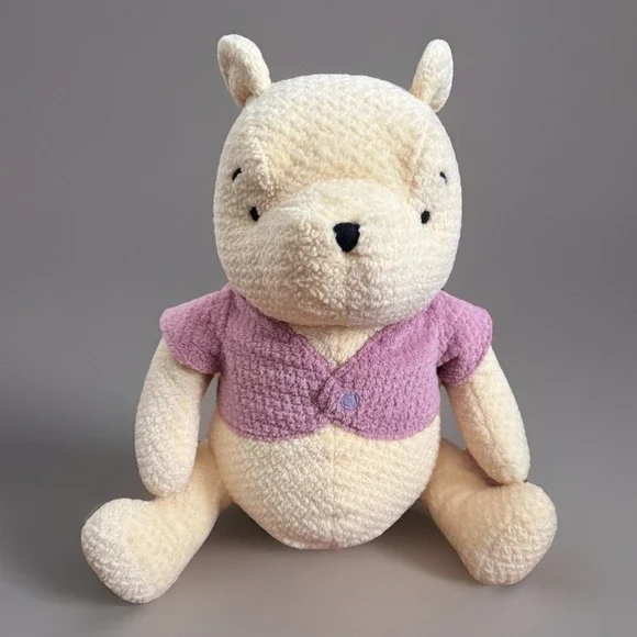 Vintage Disney Store Winnie The Pooh Bear Plush Chenille Waffle Texture Nursery
