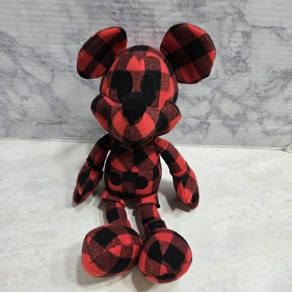 Disney x AE Mickey Mouse Plush Stuffed Animal Special Edition Red Buffalo Check‎
