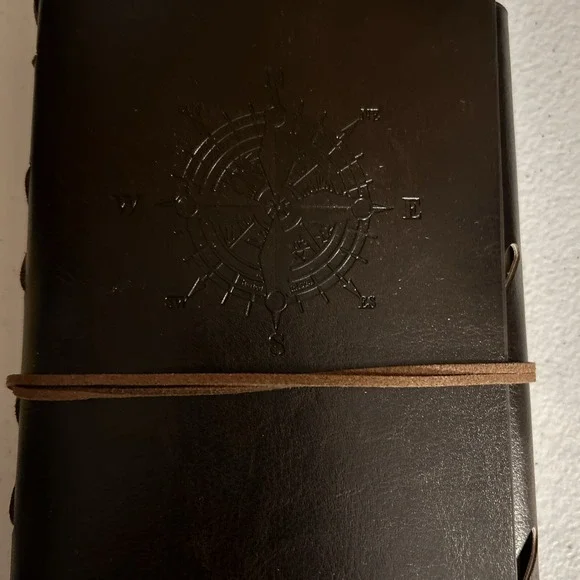 Embossed Faux Leather Journal Brown Unlined Recycled Paper Nautical Compass 5x7