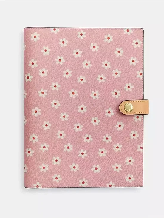 Coach Tan Leather Snap-Closure Planner