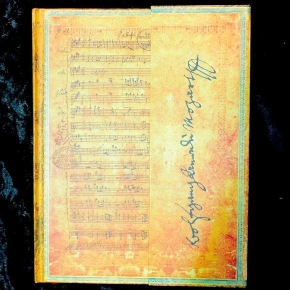 New Mozart Music composition book, WA Mozart signature on magnetic closure cover